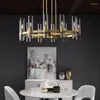 Ljuskronor American Retro Gold LED Clear Glass Chandelier Lighting Hanging Lamps Luster Suspension Lumtaire Lampen för matsal