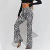 Kvinnor Pants Cow Print Borsted Blad Stretch Fashion Micro Zebra Animal Printed