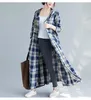 Women's Trench Coats Large Size Korean Casual Loose Long Sleeve Shirt Hooded Windbreaker 2023 Spring Fall Women Vinage Plaid CoatWomen's