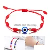 Charm Bracelets Wholesale Evil Eye Bracelet 7 Knots Lucky Bracelets Blessed String Mother Father Baby Kid Family Protection Jewelry Dr Dhjf9