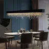 Lustres Cuisine Moderne Île Lustre En Cristal De Luxe Salle À Manger LED Luminaire Suspendu Or / Noir Décor À La Maison Lampe D'intérieur