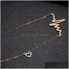 Pendant Necklaces High Quality Ecg Chain Necklace Stainless Steel Cute Heart For Women Fashion Accessories Jewelry W Dh5Zs