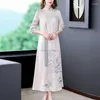 Etniska kläder 2023 kinesisk traditionell chiffong aodai qipao klänning kvinnor vintage casual daglig elegant parti vestidos