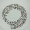 Bracelet à maillons cubains en diamant Moissanite de 14mm de large, en argent 925 entièrement glacé, chaîne Vvs Hip Hop, en Stock