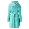 Women's Sleepwear Soid Color Warm Winter Robes For Ladies 2023 Plush Pajamas With Belt Women Hooded Homewear Bathrobe