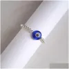 Anneaux de bande Mode Evil Eye Réduire la pression Bague en verre perlé pour les femmes Exquis Relax Anxiété Fidget Méditation Réglable Dhgarden Dhegl