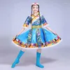 Stage Draag Mongoolse vrouwelijke minderheidskostuum Moderne dansoutfits Tibetaanse traditionele kleding