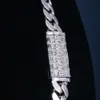 Anpassad 12mm 24inches S Sier 10K 14K Solid Filled Baguette Moissanite Lab Diamond Cuban Link Chain Necklace Armband