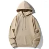 Herrtröjor solida huva män koreansk mode lös casual pullover hoodie svart khaki blå tröja