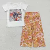 Clothing Sets Wholesale Kids Toddler Baby Girl Camisole Daisy Yellow Sleeves Stes Tops T-shirts Suit Bell Bottom Boutique Outfits