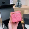 Women Mini Makeup Bag 11cm Shoulder Bag Leather Diamond Gold Hardware Metal Clasp Luxury Handbag Small Gold Ball Matelasse Chain Crossbody Bags Box Sacoche Designer