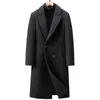 Новое мужское пальто на осень и зиму, длинное, среднее и молодежное, однотонное, деловое, популярная шерстяная ветровка, двубортное повседневное шерстяное теплое пальто
