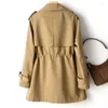 Women's Trench Coats Spring Autumn Women Clothes 2024 Windbreaker Khaki Lapel Double Button Jacket Loose Coat Female Outwear Green