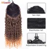Ponytails Leeons 9 13inch Curly Ponytail Synthetic Afro Kinky Curly Drawstring Ponytail Clip Hair Extension Hair Bun Chignon Hairpiece 230407