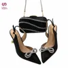 Scarpe eleganti Colore nero Scarpe con tacco sottile alla moda di alta qualità Set di borse abbinate decorato con cristalli scintillanti per la festa delle donne 231108