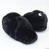 Тапочки зимняя внутренняя черная животная плоская пушистая домашняя мультфильм женщины плюшевые унисекс пара теплые не скользящие туфли