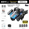 Дроны Новый профессиональный дрон K911 GPS 4K 8K ESC HD с тремя камерами FPV 1200 км аэрофотосъемка бесщеточный двигатель складной игрушечный квадрокоптер Q231108