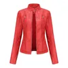 Jaquetas femininas de couro falso para mulheres 2023 outono primavera casaco feminino preto vermelho marrom moto biker jaqueta com zíper chaqueta cuero mujer