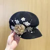 Beralar 2023-Pearl Çiçek Ventilasyonu Lady Leisure Sekizgen Şapka Kadın Vizörleri Korece Stil için Kadın Şapkalar Kapakları