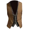 Men S Vesten mannen formele vest zakelijk vaste kleur enkele knop gilet nep twee stukken v nek casual s lim chalecos para hombre 230407