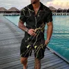 Herrspårar Mens Pinstripe Jacket Dress Suits Kort ärm Casual Shirt and Shorts Set Two Piece Summer Outfits Zip Tracksuit