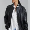 Frauen Leder 2023 Herbst Beiläufige Lose Damen Motorrad Kleidung Pu Jacke Baseball Uniform