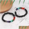 Beaded 7 Chakra Bracelet For Men Women 8Mm Black Laca Beads Elephant/Buddha/ Yoga Healing Essential Oil Diffuser Braceletz D Dhomg