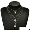 Pendant Necklaces Three Layers Of Shell Necklace Natural Gold Chian Women Best Friend Designer Bohemian J Ak