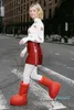 Astro boy Big Red Boots Cartoon tall boot Rubber sneakers shoes Round Toes knee-high Wellie shoe