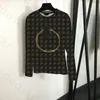 Brevtryck tunna tröja kvinnor mode lös rund nackskjorta designer high end pullover toppar