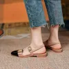 Sandales rétro dames appartements élégant boucle en métal à la mode femmes sandales bout carré bureau couleur-couture femmes chaussures simples 230322