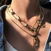 Chains Exaggerated Hip Hop Style Thick Chain Necklace Women's Multilayer Lock Pendant