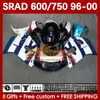 Body Kit For SUZUKI SRAD GSXR 750 600 CC GSXR600 GSXR750 1996-2000 168No.41 GSX-R750 GSXR-600 1996 1997 1998 1999 2000 600CC 750CC 96 97 98 99 00 MOTO Fairing white black