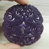 Pendant Necklaces Purple Semi Precious Stone Classic Asia Ancient Carving Chinese Art Pattern Crafts For Necklace DIY Jewelry Decoration