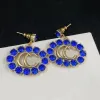 Blauwe charme oorbellen witte zuiverheid oorbellen. nieuw edelsteen messing materiaal klassieke stijl luxe oorbelontwerper voor dames. kwaliteit aretes designer sieraden met doos