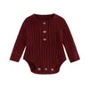 Rompers 0-2Yrs born Girls' Knitted Solid Long Sleeve Baby Girls' Sweater Top Spring and Autumn Clothing 230408