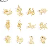 Broches 1 pièces couleur or mode 12 zodiaque épinglette Animal serpent Dragon vache tigre alliage perle broche unisexe