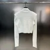 Lyxdesigner långa ärmar Knitkläder T-shirt Pullover för kvinnor Y2K Tees Crop Tops Korean Tshirt kläder