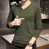 メンズセーターズ衣類アーガイルグリーンニットセーターオスVネックプルオーバープレーンソリッドカラーTシャツ韓国秋の服ファッション2023楽しみ