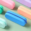 Macaron kleur siliconen etui schattig briefpapier organisator zakje schoolbenodigdheden eenvoudige student grote capaciteit tas