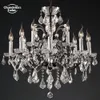 19th C. Rococo Iron Clear Crystal Round Chandelier