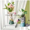 Pots de jardinières Artlovin Bubble Gum Girl Flower Vase Résine Artificielle Plante Pot Abstrait Élégant Décor À La Maison Ornement De Bureau Figurine Dhlgi