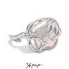 Pierścionki ślubne yhpup luksusowy naturalny słodkowodna perła s925 srebrna srebrna kreatywna pierścionek otwartej regulacji dla kobiet elegancka biżuteria prezent 231108