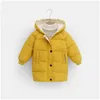 Casaco Moda Inverno Crianças Casacos Crianças Meninos Jaquetas Grosso Longo Meninas Com Capuz Outerwear Snowsuit 2-8Y Roupas Drop Delivery Baby Mate Otnvd