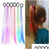 Accesorios para el cabello Niños lindos Lazo para el cabello Tocado Cuerdas de cola de caballo Bebés Niñas Colorf Peluca Coleta Anillos elásticos Niños Headwear Drop Delive Dhasu