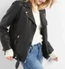 Женская кожаная куртка в стиле бойфренда 2023, оверсайз из натуральной дубленки, мотоциклетная куртка для женщин, черная, большого размера, XL