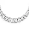 9mm Hip Hop Baguette Diamond Tennis Necklace 925 Sterling Silver Moissanite Chain