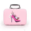 Fashion Professional Makeup Bag With High Heel Pattern Portable Cartoon Make up Case Leather Beauty Case Trunk Hand Held Coametic Bag