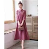 Ethnische Kleidung 2023 Chinesisches besticktes Baumwoll-Leinen-Kleid, lockerer Stil, mittellang, asiatische Damen, Vintage, verbessertes tägliches Qipao