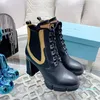 Chaussures à lacets en cuir à talons hauts pour femmes, demi-style, bottes d'hiver et de neige